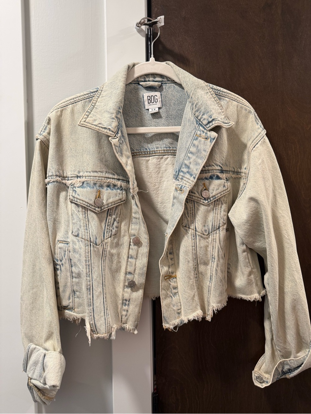 NWOT • BDG Distressed Light Blue Cropped Denim Jacket